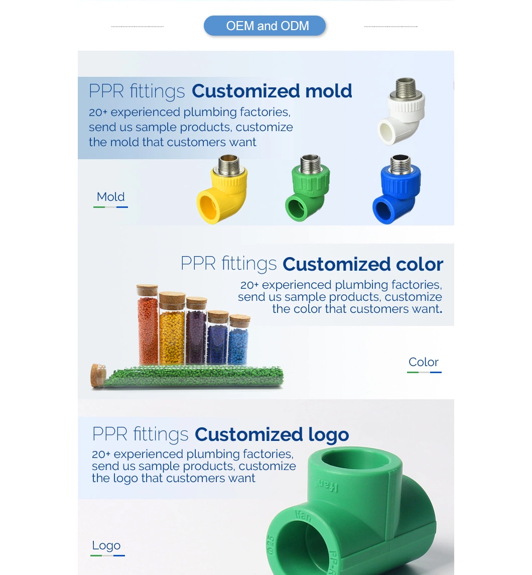 Ifan Hot Sell Pn12.5-Pn25 Tube Connectors Customized Plastic PPR Pipes and Fittings