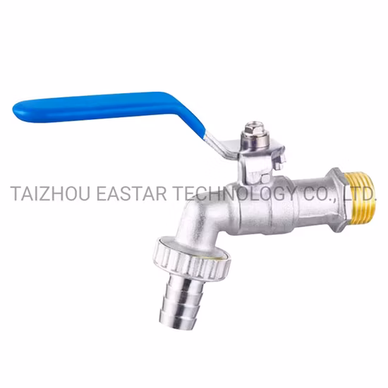 Male Thread Brass Boiler Ball Valve, Chrome Plated Brass Hose Bibcock with Flat Lever Handle