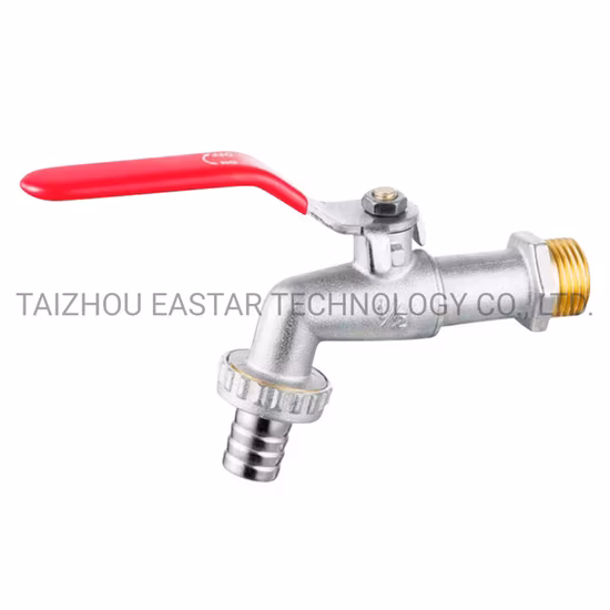 Male Thread Brass Boiler Ball Valve, Chrome Plated Brass Hose Bibcock with Flat Lever Handle